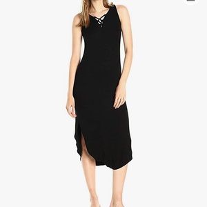Michael Stars Women's 2x1 Rib Front to Back Lace Up Midi Dress